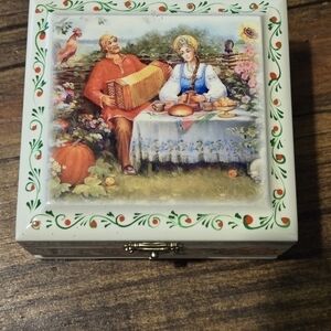 Russian Wooden Signed Trinket Box Artist Signed